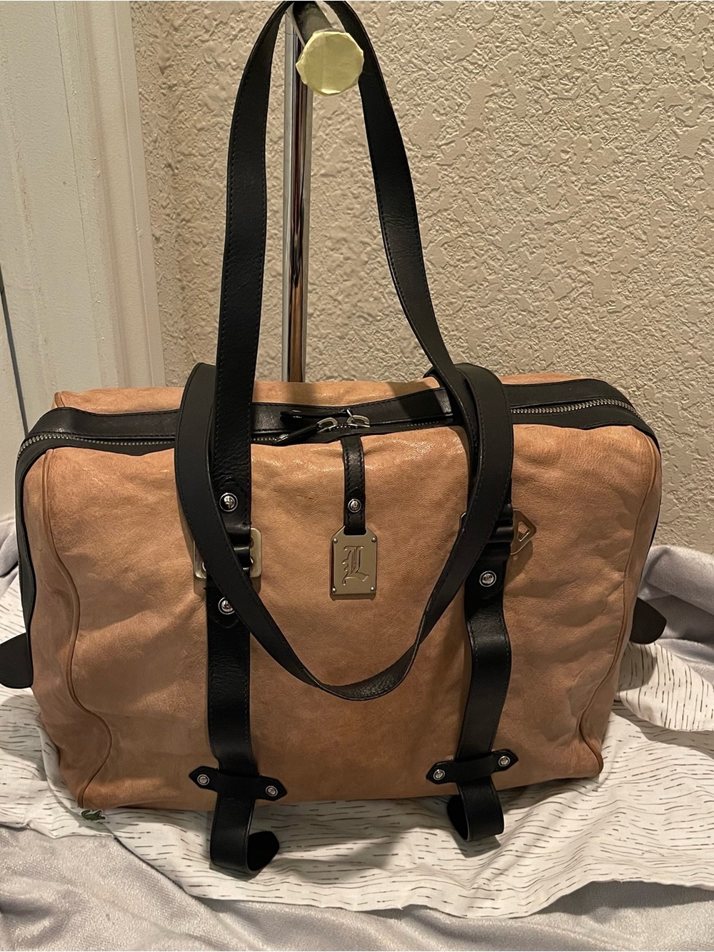 L.A.M.B by Gwen Stefani leather tan and black  large/oversized shoulder bag